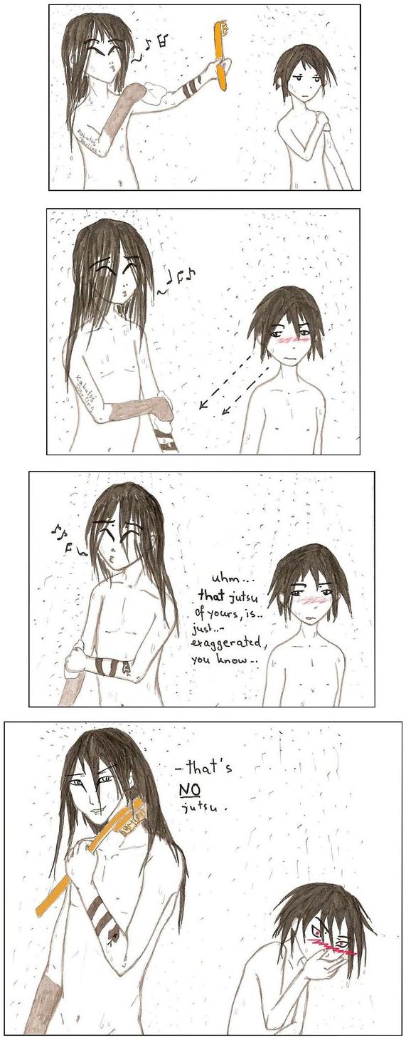 Orochimaru and Sasuke in the shower, NO jutsu
